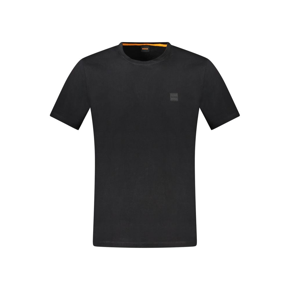 T-Shirt by Hugo Boss for men in cotton black showcases a chic silhouette, artfully detailed with a chic and short-sleeve for a chic finish.