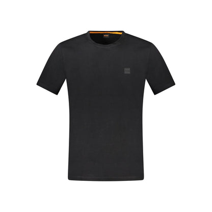 T-Shirt by Hugo Boss for men in cotton black showcases a chic silhouette, artfully detailed with a chic and short-sleeve for a chic finish.