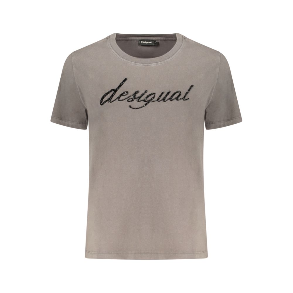 Desigual Grigio Cotton Women T-Shirt