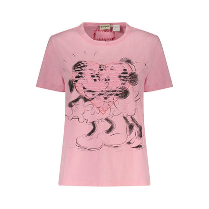 Desigual Pink Cotton Women T-Shirt