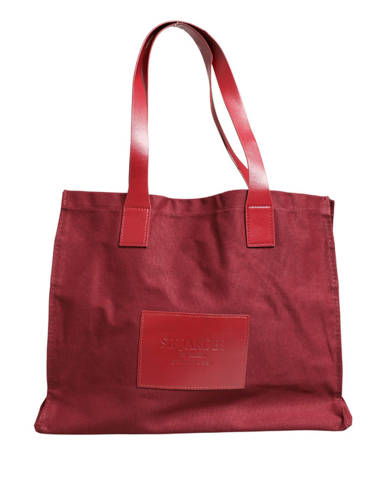 SIF JAKOBS Burgundy Cotton Canvas Shopping Tote Women Borse  Jewellery Bag