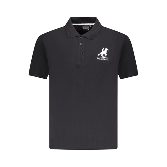 U.S. Grand Black Cotton Men Polo