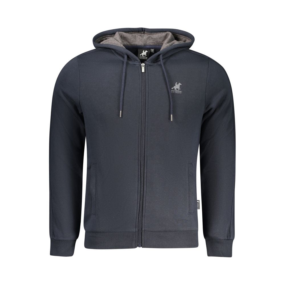 Sweatshirt Hoodie by U.S. Grand Polo for men in cotton polyester blue, signature-print & print features a edgy silhouette, detailed with a edgy hooded neckline and for a refined finish.