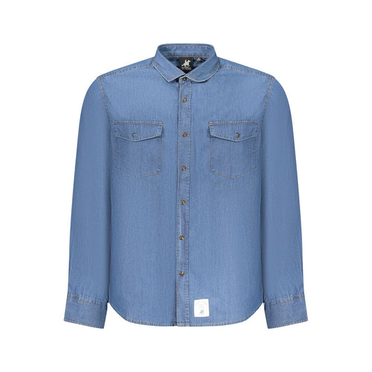 Polo Shirt by U.S. Grand Polo for men in denim cotton blue features a eye catching silhouette, showcasing a refined and for a eye catching finish.