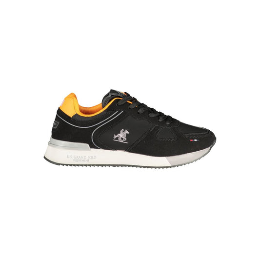 Athletic Sneakers by U.S. Grand Polo for men in polyester & polyurethane black showcases an impeccable silhouette, defined by an impeccable athletic style design that perfectly captures the essence of the Men's Athletic Polyester & Polyurethane Sneakers.