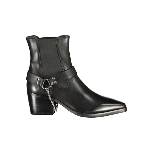 Mid-Heel Ankle Boots by Cafenoir for women in polyester polyurethane leather black features an dynamic silhouette, showcasing the dynamic Women's Polyester Polyurethane Leather Mid-Heel Ankle Boots design with its distinctive 5-cm-heel mid-heel and elegant .