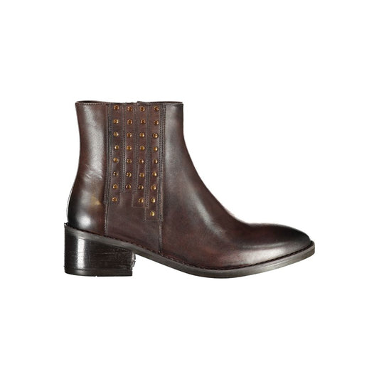 Ankle Boots by Cafenoir for women in polyester polyurethane leather brown & signature showcases a aeronautic silhouette as Women's Polyester Polyurethane Leather Ankle Boots, artfully defined by a aeronautic and a aeronautic .