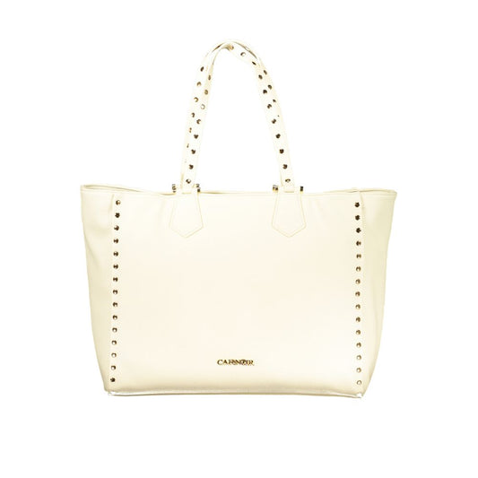 Shoulder Handbag by Cafenoir for women in polyurethane beige features a signature silhouette, showcasing a secure zipper and signature internal-pockets with versatile shoulder-strap & handle for a sophisticated look.