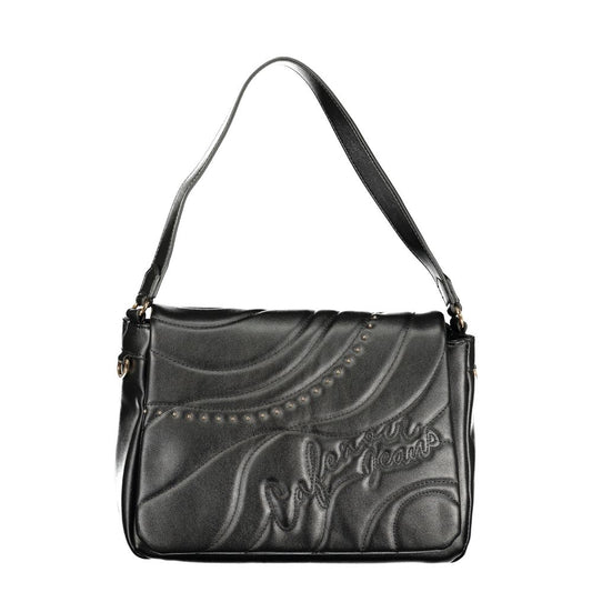 Shoulder Handbag by Cafenoir for women in polyurethane black presents a ornamental silhouette, showcasing a secure snap, ample built-in-compartments, and versatile shoulder-strap, adjustable-strap & handle for a ornamental finish.