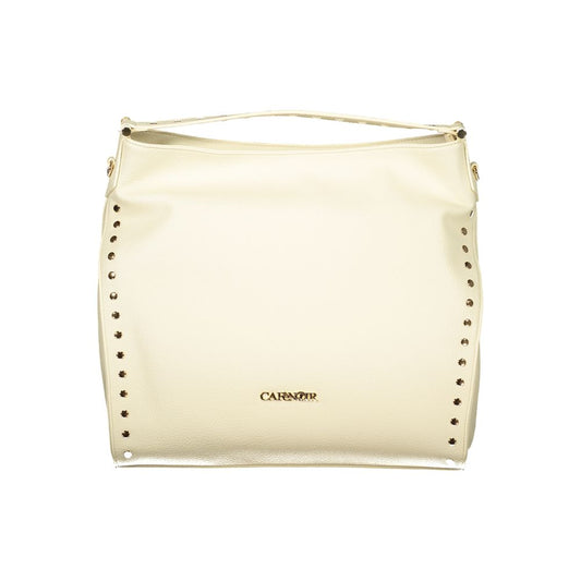 This Shoulder Handbag by Cafenoir for women in polyurethane and beige & signature presents a sculptural silhouette featuring a secure zipper, ample internal-pockets, and versatile shoulder-strap & handle for a sculptural finish.