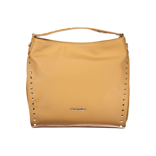 Shoulder Handbag by Cafenoir for women in polyurethane brown features an refined silhouette, showcasing a secure zipper, ample internal-pockets, and versatile shoulder-strap & handle for a sophisticated refined aesthetic.