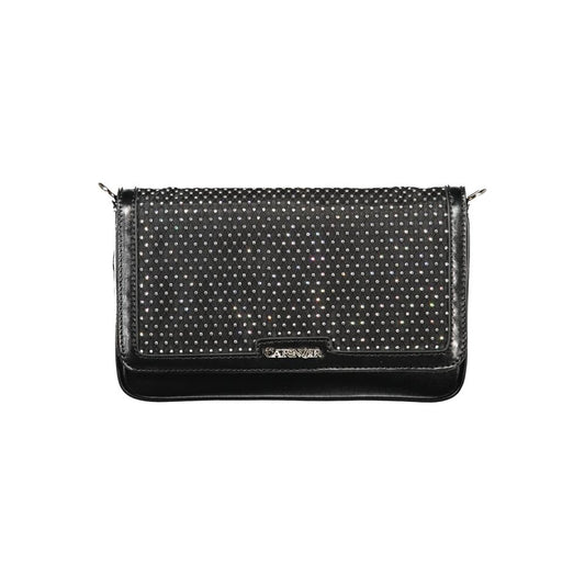 Evening Handbag by Cafenoir for women in polyurethane & rhinestone black features a exquisite silhouette, showcasing a secure snap and exquisite internal-pockets with versatile for a exquisite finish.