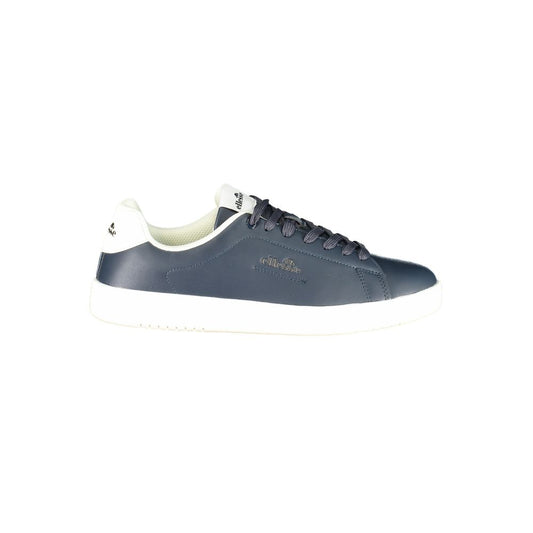 Athletic Sneakers by Ellesse for men in polyester & polyurethane blue & white showcases a architectural silhouette, artfully capturing the essence of the Crisp Men's Athletic Polyester & Polyurethane Sneakers with its signature architectural athletic style construction.