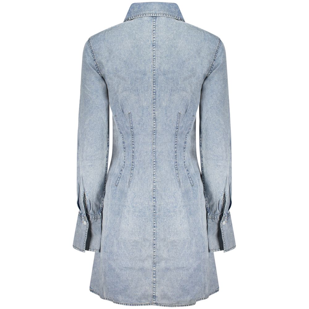 Dress by Desigual for women in lyocell azzurro showcases a striking silhouette, elegantly detailed with a , refined , and a striking short for a striking finish.