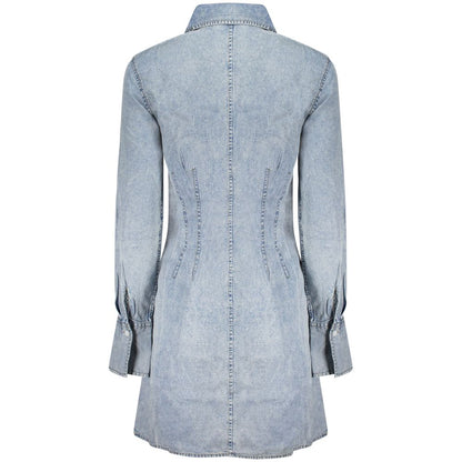 Dress by Desigual for women in lyocell azzurro showcases a striking silhouette, elegantly detailed with a , refined , and a striking short for a striking finish.