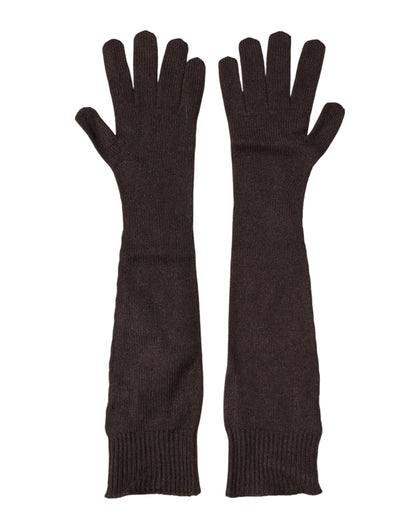 Dolce & Gabbana Cashmere Mittens Elbow Length Gloves - Brown