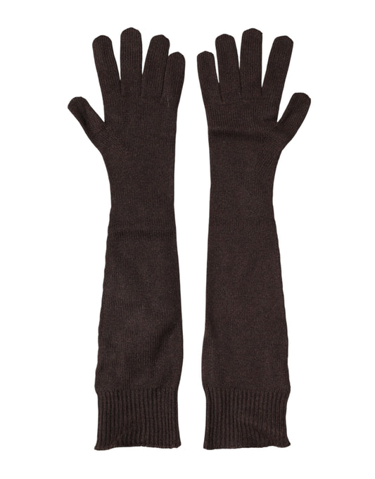 Dolce & Gabbana Cashmere Mittens Elbow Length Gloves - Brown