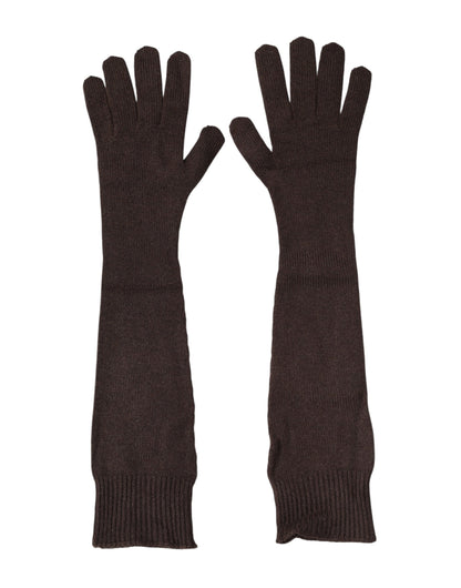 Dolce & Gabbana Cashmere Mittens Elbow Length Gloves - Brown