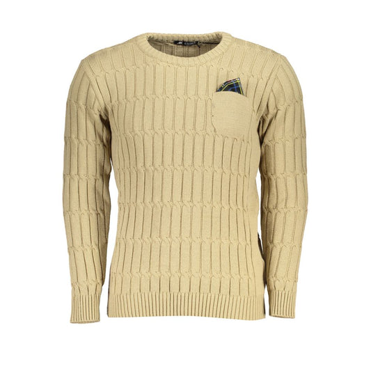 Sweatshirt by U.S. Grand Polo for men in acrylic beige features an provocated silhouette, detailed with a provocated and a refined crew neckline for a sophisticated aesthetic.