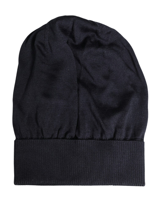 Dolce & Gabbana Black Solid Wool Knitted Winter Beanie Cap Hat