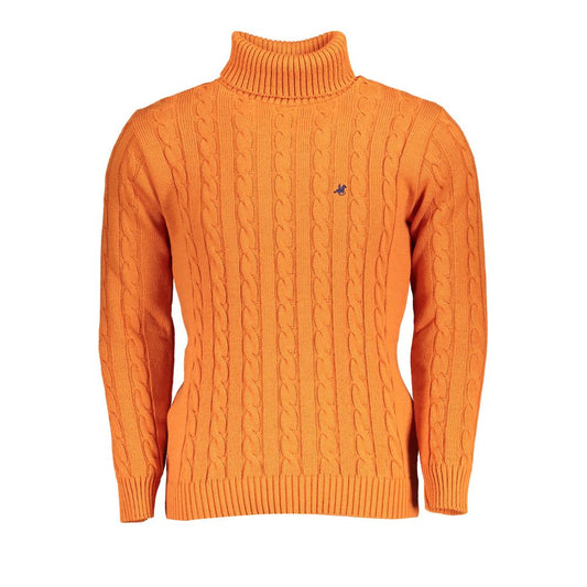 Sweater by U.S. Grand Polo for men in acrylic orange showcases a discreet silhouette, finished with a discreet turtle neckline and for a discreet look.