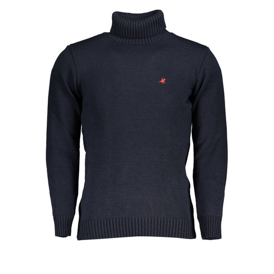 Sweater by U.S. Grand Polo for men in acrylic blue features an polished silhouette, showcasing refined and a sophisticated turtle neckline for a truly polished finish.