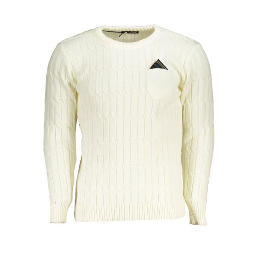 Sweatshirt by U.S. Grand Polo for men in acrylic white features an provocated silhouette, detailed with a provocated and a refined crew neckline for a sophisticated aesthetic.