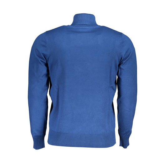 Sweater by U.S. Grand Polo for men in plush nylon & viscose blue features an polished silhouette, showcasing refined and a sophisticated turtle neckline for a truly polished finish.