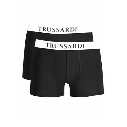 Underwear Boxer Briefs by Trussardi for men in stretch cotton black & print features an nuanced fit showcasing the premium comfort and style of the Men's Stretch Cotton Underwear Boxer Briefs collection.