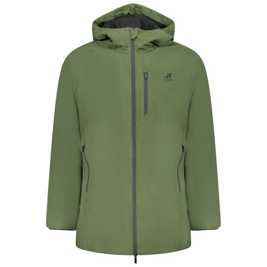 Hooded Cape by U.S. Grand Polo for men in polyester green features a versatile silhouette, artfully detailed with a versatile hooded neckline and distinctive pockets, hooded & windproof for a truly versatile finish.