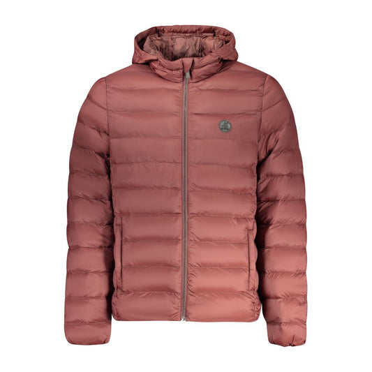 Hooded Windbreaker Jacket by U.S. Grand Polo for men in polyester red presents a resilient silhouette, artfully detailed with a sophisticated hooded neckline and functional pockets, hooded & windproof for a resilient finish.
