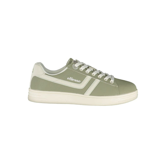 Athletic Sneakers by Ellesse for women in polyester & polyurethane green, white & print presents a sleek silhouette, perfectly capturing the athletic style essence of Women's Athletic Polyester & Polyurethane Sneakers with its sleek design and premium finish.