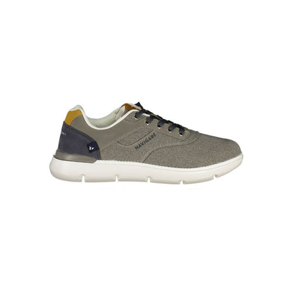 Athletic Sneakers by Navigare for men in polyester & polyurethane gray presents a sleek silhouette, perfectly capturing the athletic style essence of The Blend Men's Athletic Polyester & Polyurethane Sneakers with its sleek design and premium finish.
