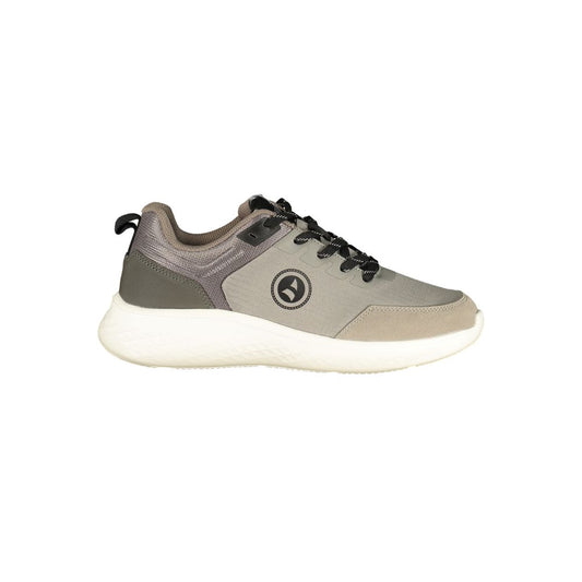 Athletic Sneakers by Navigare for men in polyester & polyurethane gray & print features an architectural silhouette, showcasing the premium athletic style of the Men's Athletic Polyester & Polyurethane Sneakers with an architectural finish.