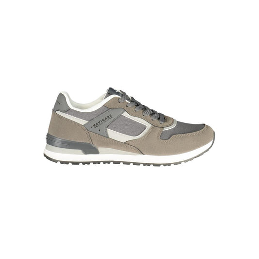 Athletic Sneakers by Navigare for men in polyester & polyurethane gray showcases a architectural silhouette, artfully capturing the essence of the Men's Athletic Polyester & Polyurethane Sneakers with its signature architectural athletic style construction.