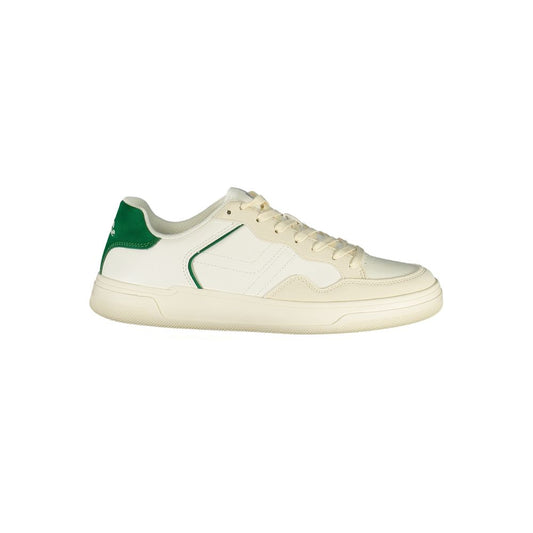 Athletic Sneakers by Ellesse for men in polyester & polyurethane green & white showcases a architectural silhouette, artfully capturing the essence of the Crisp Men's Athletic Polyester & Polyurethane Sneakers with its signature architectural athletic style construction.