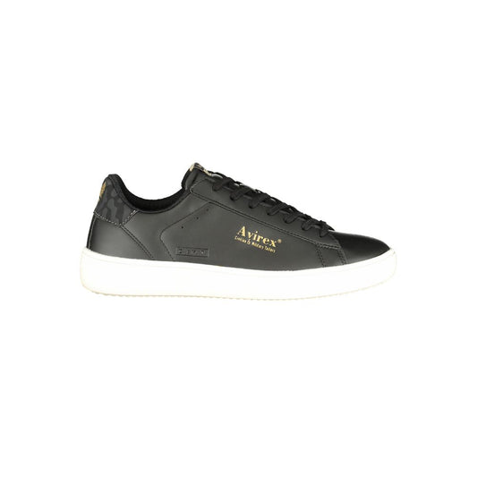 Athletic Sneakers by Avirex for men in polyester & polyurethane black & print showcases an impeccable silhouette, defined by an impeccable athletic style design that perfectly captures the essence of the Men's Athletic Polyester & Polyurethane Sneakers.