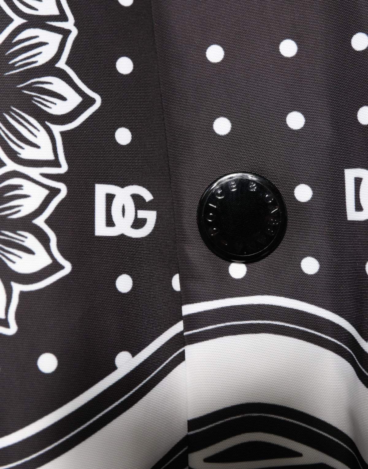 Dolce & Gabbana Men's Blouson Nylon & Polyester Bomber Jacket - Black White Patterned Print