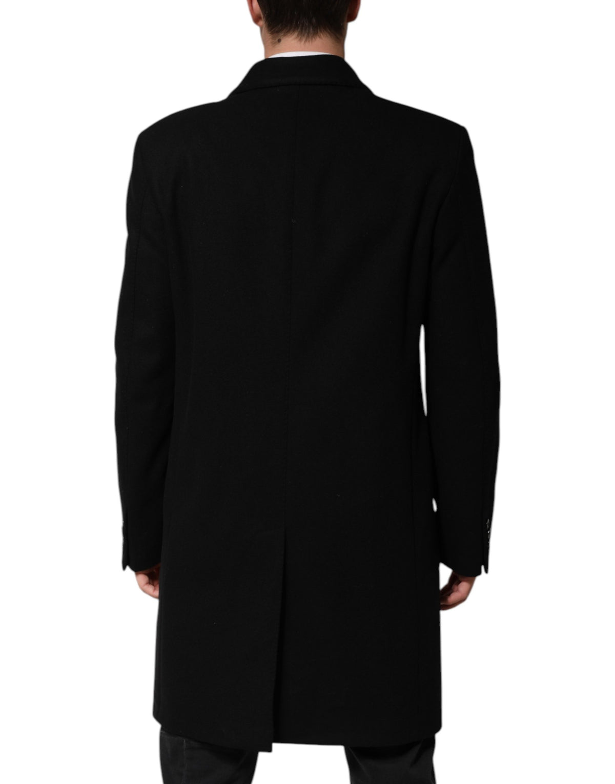 Dolce & Gabbana Men's Single Breasted Virgin Wool Viscose & Nylon Trench Coat - Black