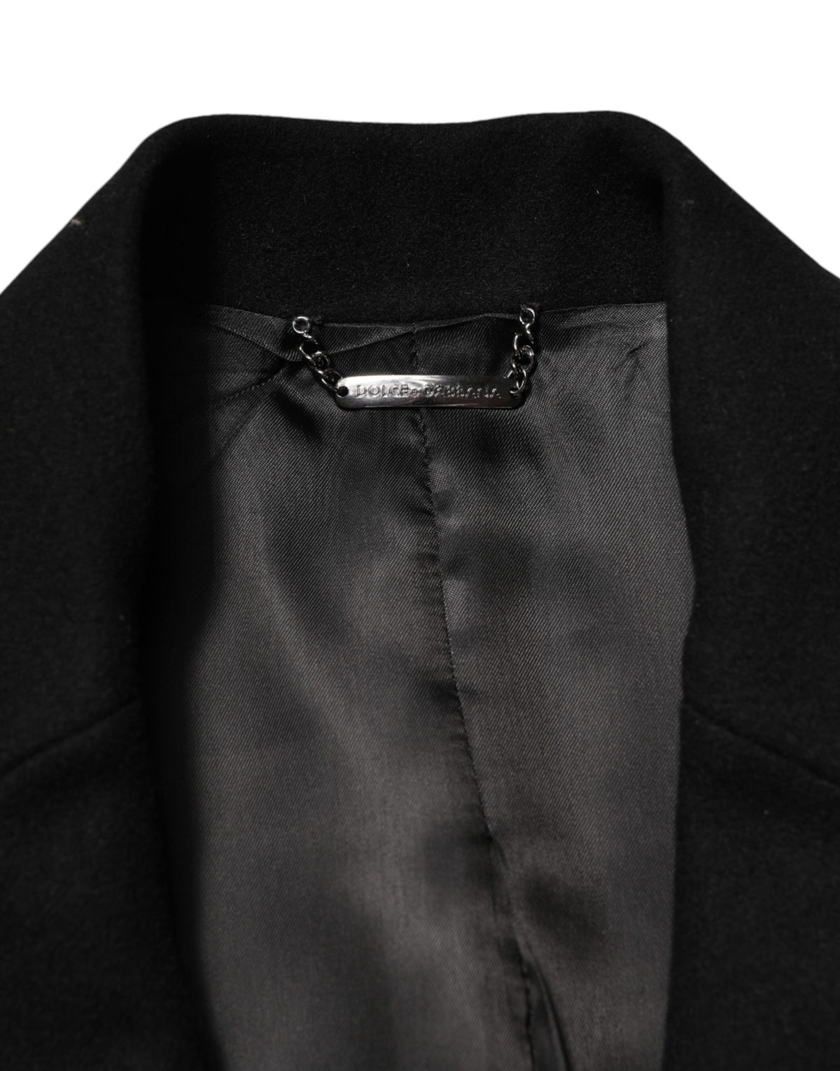 Dolce & Gabbana Men's Single Breasted Virgin Wool Viscose & Nylon Trench Coat - Black