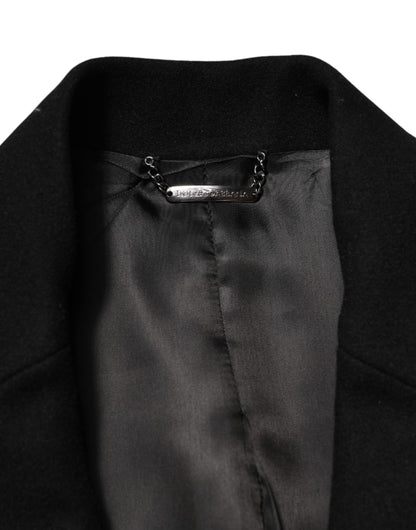 Dolce & Gabbana Men's Single Breasted Virgin Wool Viscose & Nylon Trench Coat - Black