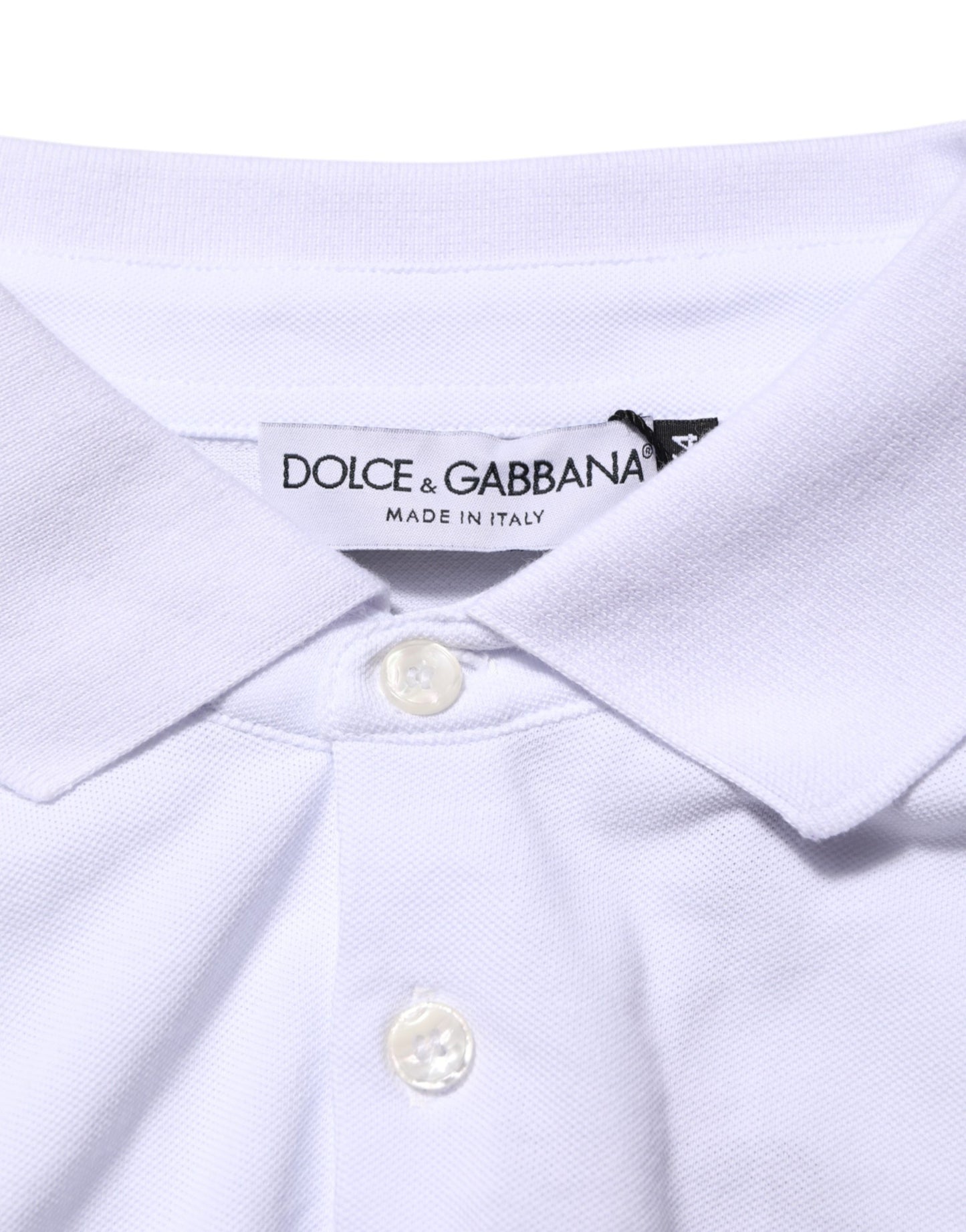 Dolce & Gabbana White Cotton Crest Embroidery Polo  T-shirt