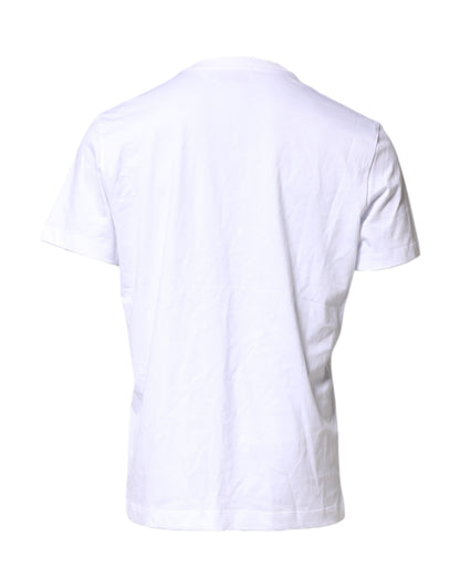 Dolce & Gabbana White Cotton DG Logo Embroidery Men  T-shirt
