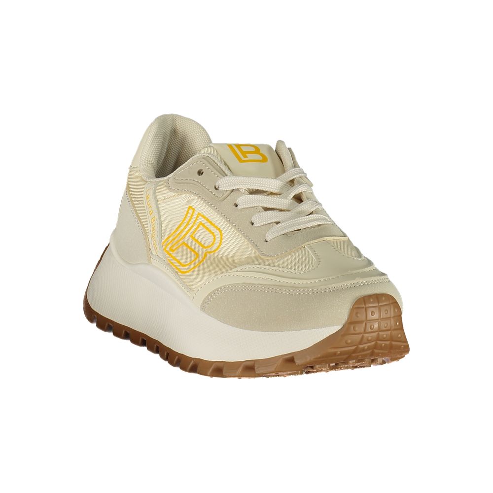 Sneakers by Laura Biagiotti for women in polyester & polyurethane beige features an sumptuous design from the Women's Low-Top Polyester & Polyurethane Sneakers collection, highlighting a sumptuous low-top style for a premium, high-fashion look.