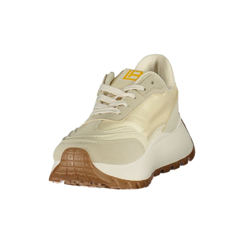 Sneakers by Laura Biagiotti for women in polyester & polyurethane beige presents a sumptuous silhouette from the Women's Low-Top Polyester & Polyurethane Sneakers collection, showcasing a sumptuous low-top style for an elevated aesthetic.