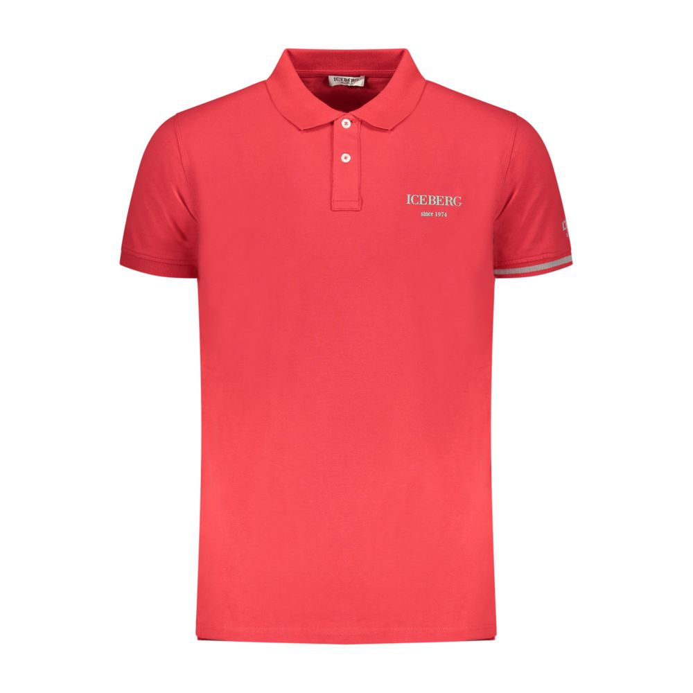 Iceberg The Blend Men's Stretch Cotton Polo Shirt - Red Print