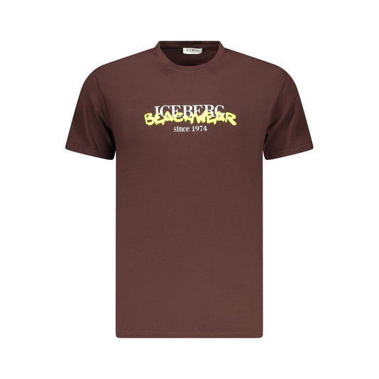 T-Shirt by Iceberg for men in stretch cotton brown & print features an on trend silhouette, perfectly showcasing a on trend and crew neckline for an elevated aesthetic.