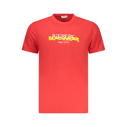 T-Shirt by Iceberg for men in stretch cotton red & print features an on trend silhouette, perfectly showcasing a on trend and crew neckline for an elevated aesthetic.