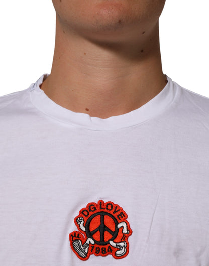 Dolce & Gabbana Men's Regular Fit Short-Sleeve Crew Neck Cotton T-Shirt - White Patterned Signature