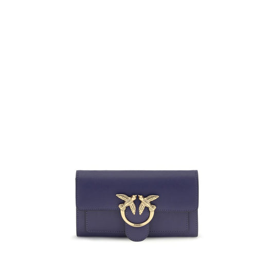 Cardholder Wallet by PINKO for women in bos taurus calf leather blue, signature & monogram showcases a discerning silhouette, artfully capturing the essence of Love Birds One Bos Taurus Calf Leather Cardholder Wallet with its functional card-organization coin-purse.
